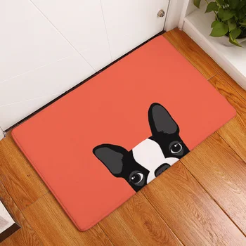 

Animal French Bulldog Indoor Mat Pug Dog Living Room Rug Orange Improvement Decorate Rectangle Coral Fleece 40-60cm Dropshipping