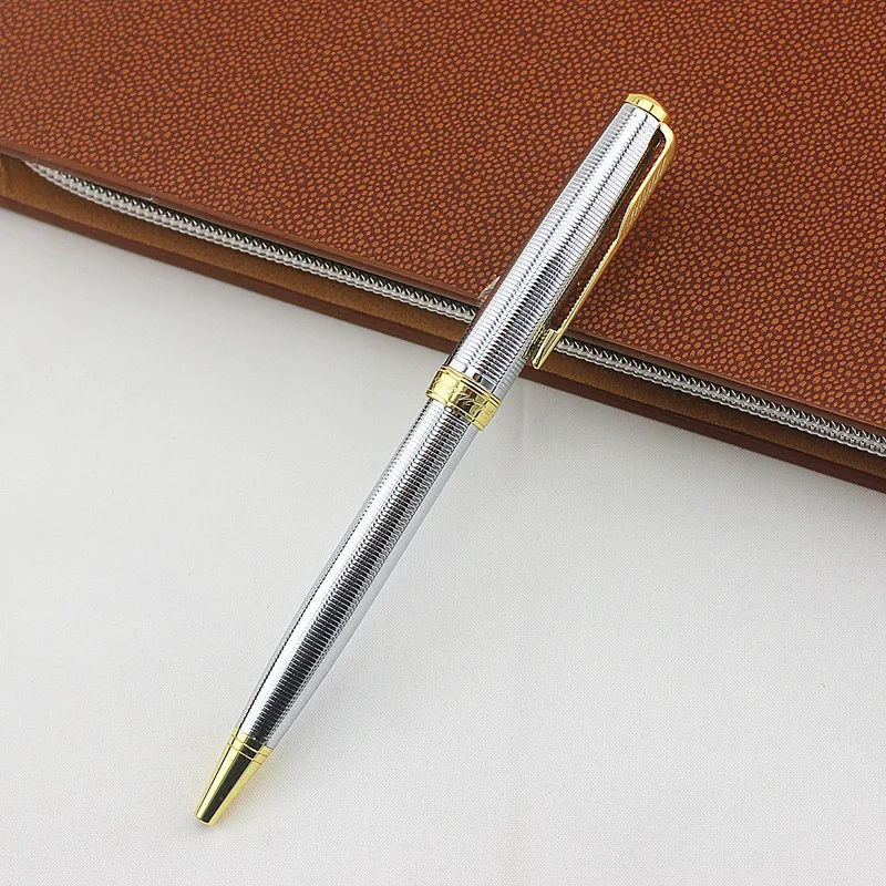 Высококачественная металлическая 0,7 мм Заправка чернилами Синий Серебряный и Золотой зажим шариковая ручка для бизнеса и школы горячая шариковая ручка
