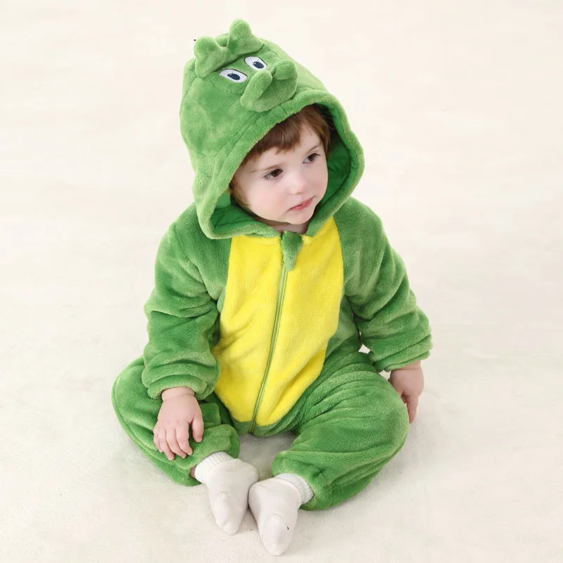 

Flannel Baby Clothes Cartoon Animal Toddler Jumpsuit Autumn Spring Hooded Newborn Baby Rompers
