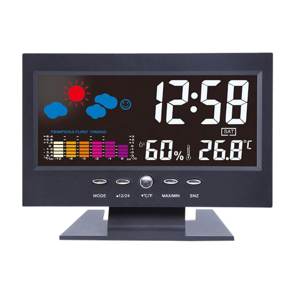 

8082T Digital Thermometer Hygrometer Weather Station Alarm Clock Temperature Gauge Colorful LCD Calendar with Backlight