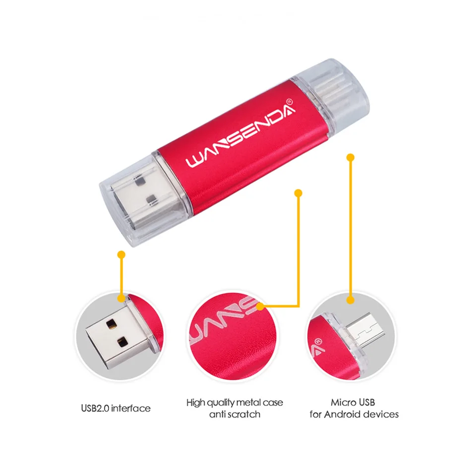 Флеш накопитель Wansenda OTG 256 ГБ 128 Гб 64 USB флеш 32 флешка 16 8 2 0 Флешка для Android|USB