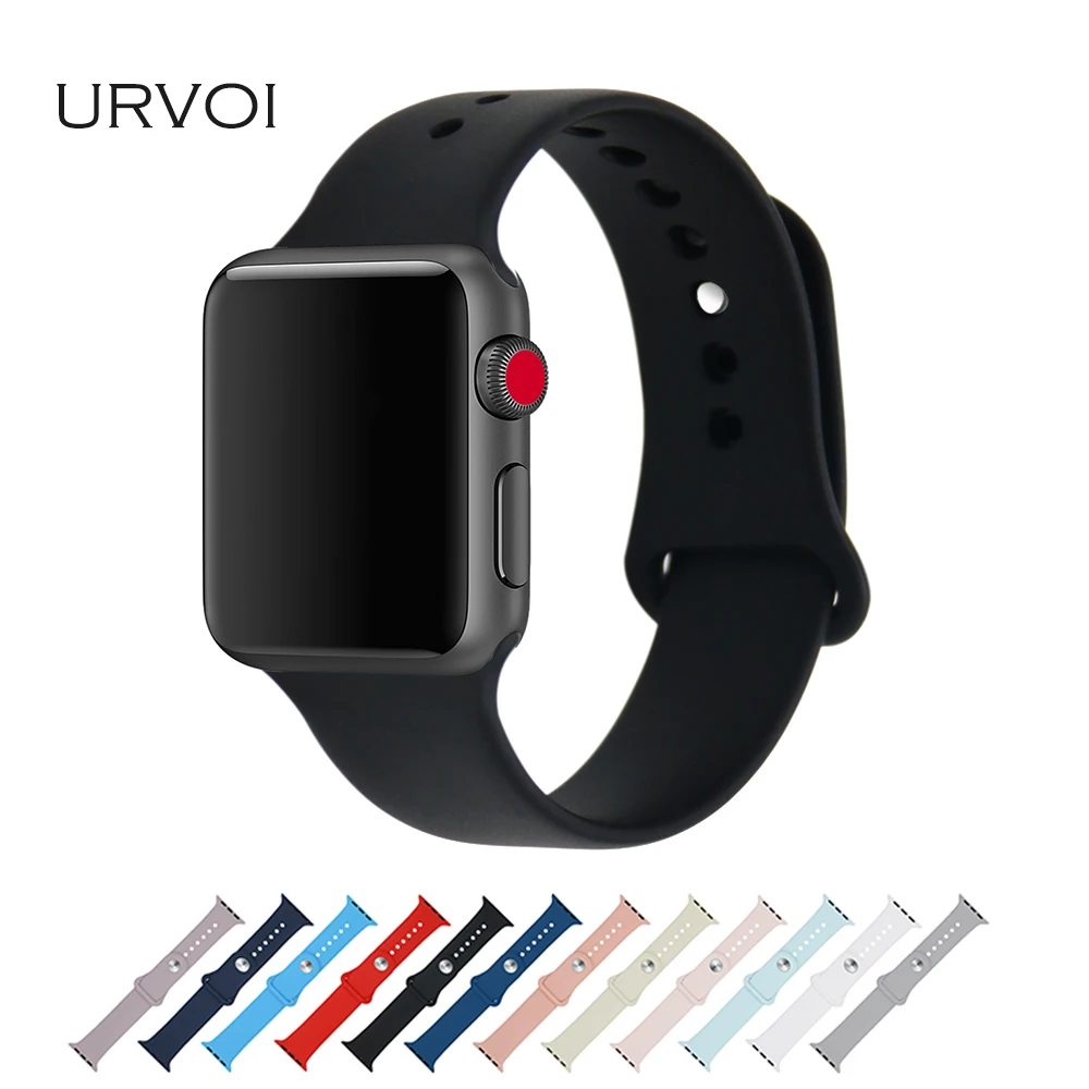 

URVOI band for apple watch series 4321 strap for iWatch Soft Silicone Replacement durable sport band with pin-and-tuck closure