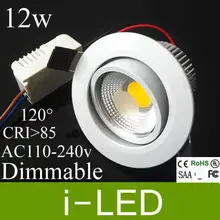 Белый корпус CREE Cob светодиодный светильник с регулируемой яркостью 10 Вт 12 Вт светодиодный светильник вниз лампы освещение AC90-260v теплый натуральный белый UL CE