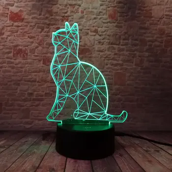

Luminous Cat Model Nightlight 3D Visual Illusion Led Colourful Light Glow in the Dark Animal action & toy figures