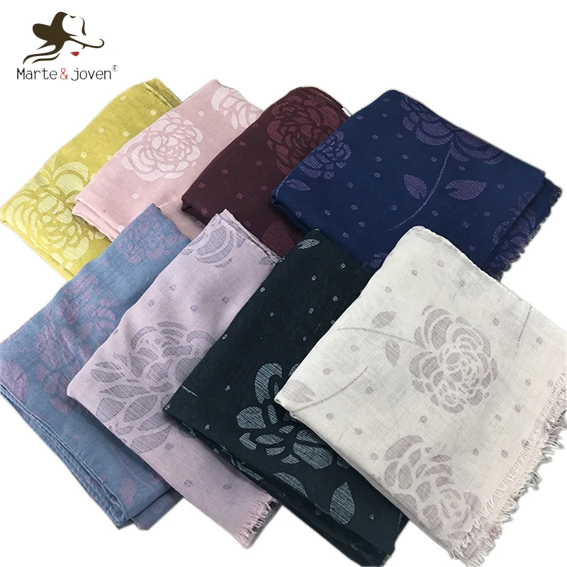 

Marte&Joven Luxury Brand Rose Floral Printing Women Fringe Shawls Wraps Fashion Spring/Autumn Warm Scarves Tippet for Ladies