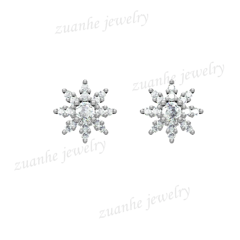 

0.28 CT Natural Diamonds Earrings Solid 14k White Gold Snow Shape Charm Jewelry
