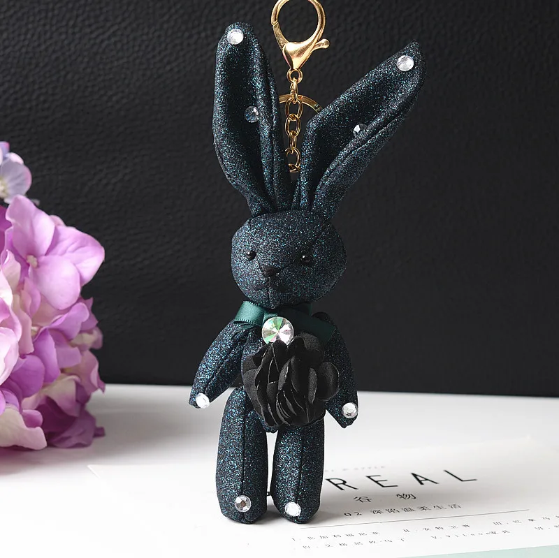 

Felyskep New Style Fluffy Keychain Mini Rabbit Key Chain Cloth Keyring for Women Bag Charm Car Pendant Key Ring 268WA