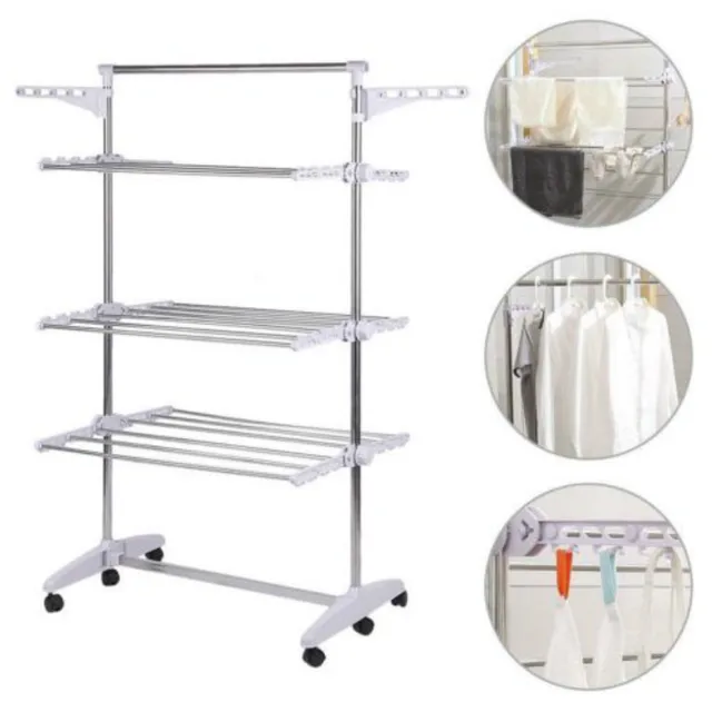 3tier Stainless Laundry Organizer Folding Drying Rack Clothes Dryer 3tier Stainless Laundry Organizer Folding Drying Rack Clothes Dryer Hanger Stand