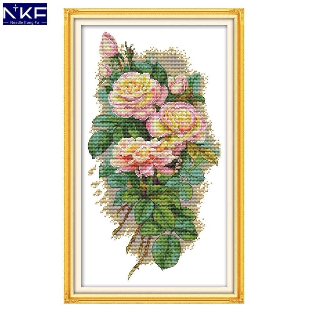 

NKF Beautiful Vase Pattern Handmade Craft Needlework Cross Stitch Set Embroidery Kit Printed Design Cross Stitch Kits Home Decor