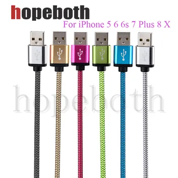 

Colorful Aluminum Alloy Fabric Nylon Braided 1m 2m 3m USB Data Sync Charger Cable Accessory Bundles For iPhone 5 6 7 8 X iPad