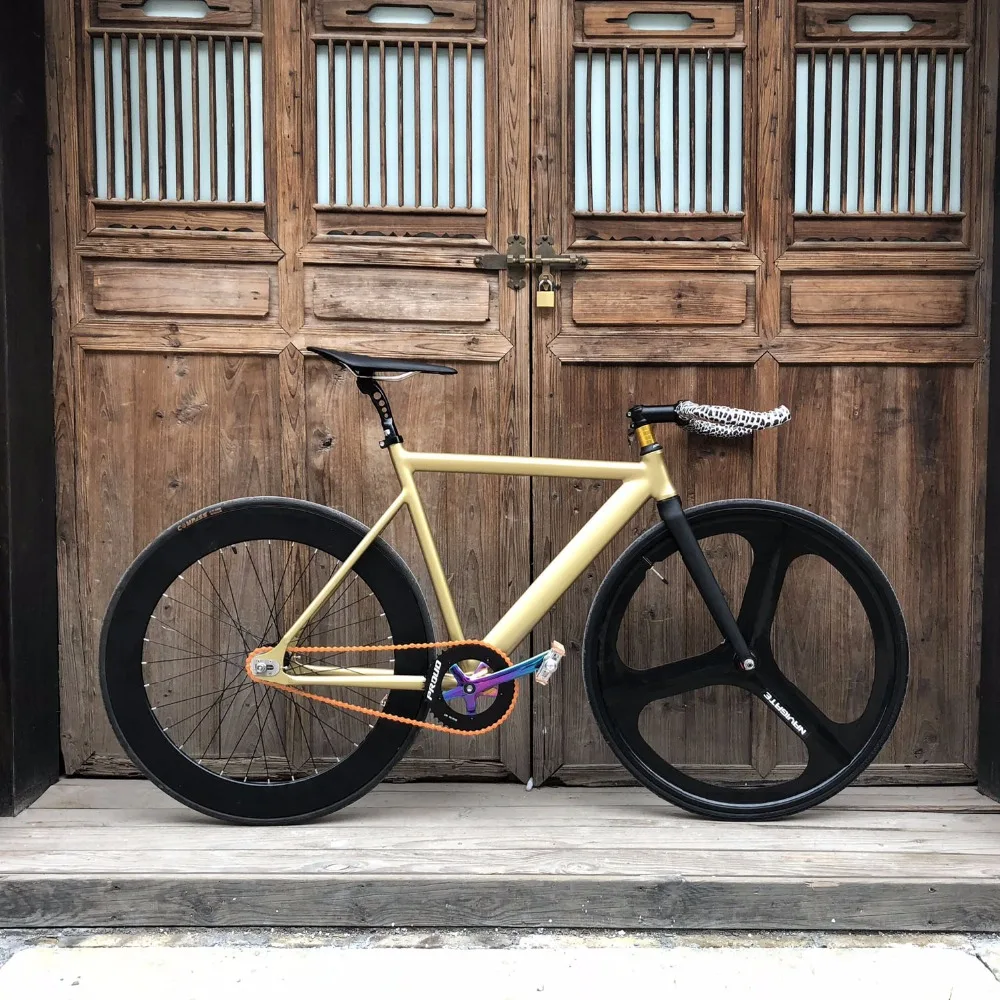 Фиксированная Шестерня велосипеда 53 см рама Fixie велосипед DIY 700C алюминиевый сплав велосипед трек велосипед 70 мм обод колеса велосипед