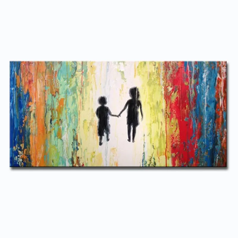 

Gift Knife Colorful Painting Modern Home Decor Wall Art Handpainted Abstract Oil Paintings on Canvas Large Black People Pictures