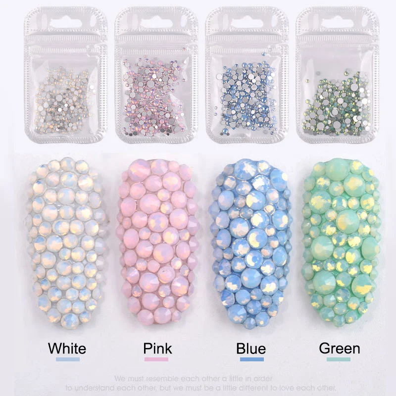 

Nail Art Decoration Flat Back Rhinestone Glass Beads 3D Tips Decor DIY Nail Art Tools 666