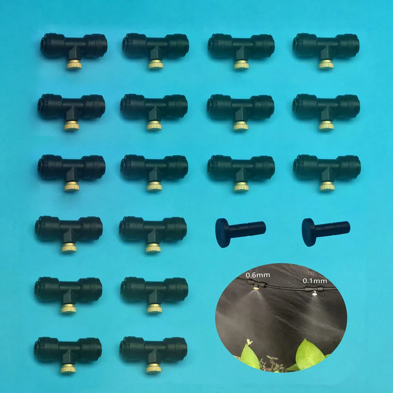 

A243 18pcs slip lock fittings 18pcs fog nozzles water sprayer 2pcs end cap for garden irrigation