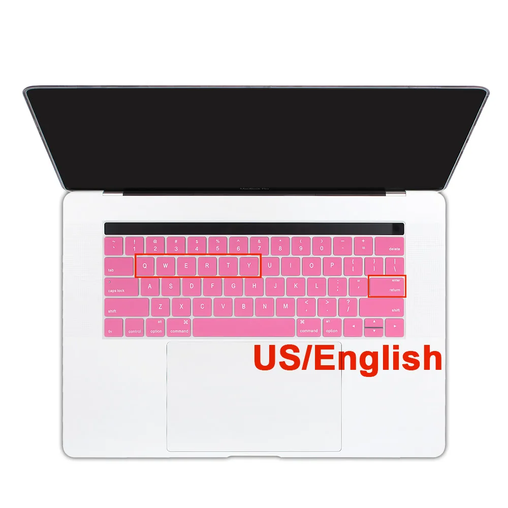 Английская версия, силиконовая клавиатура, наклейка для нового Macbook Pro retina, 13 дюймов, 15 дюймов, с сенсорной панелью - Цвет: pink