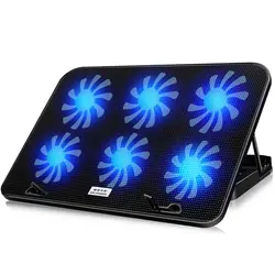 Охладитель для ноутбука охлаждающая подставка под ноутбук светодиодный подсветка 14-15,6 дюймов 6 охлаждающий вентилятор Кронштейн пластина
