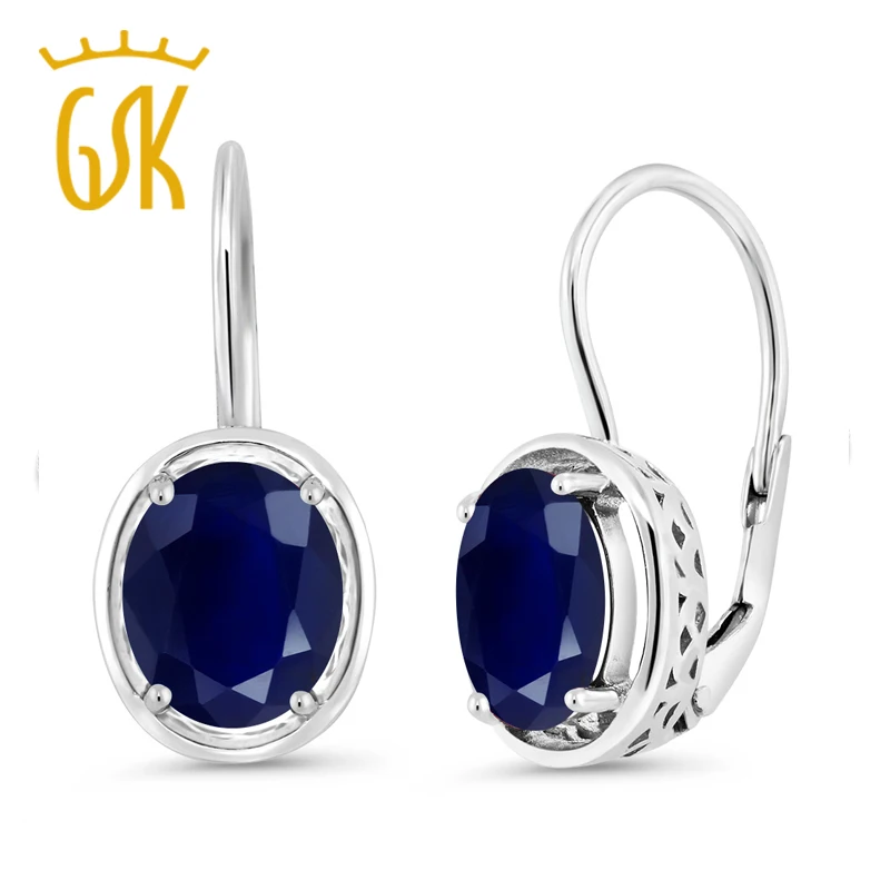Sapphire Earrings For Women 5.00 Ct Oval Natural Blue Sapphire 925