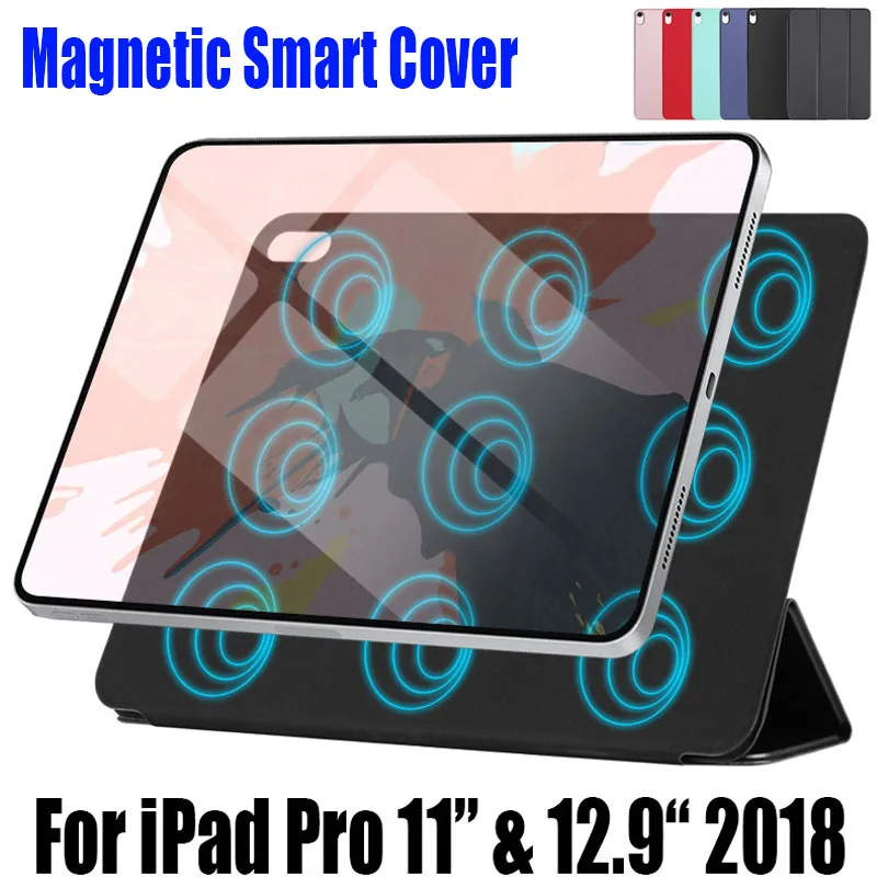 

For iPad Pro 11 Case for iPad Pro 12.9 2018 Funda Magnetic Ultra Slim Smart Cover for iPad 11 inch Case Support Attach Charge