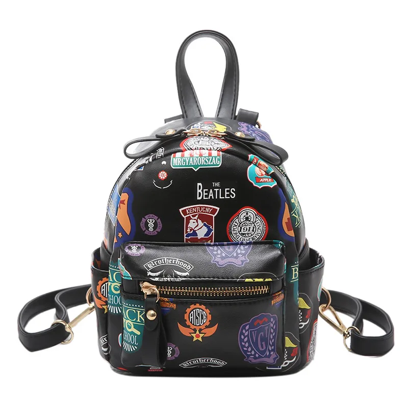CHALLEN Модные женские рюкзаки роскошные маленькие рюкзаки кожаные женские школьные сумки через плечо для девочек-подростков ретро с застежкой - Цвет: Black
