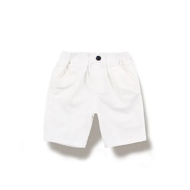 LCJMMO Toddler Boy Shorts Summer Solid Color Casual Cotton White Baby Boy Shorts Elastic Waist