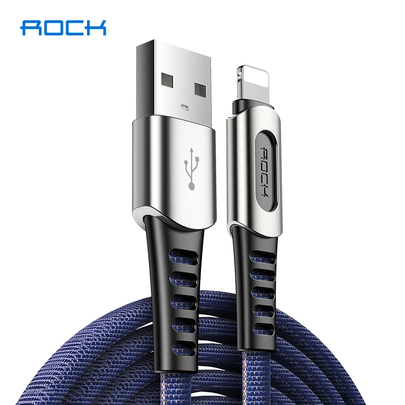 

Rock usb charging cable for iPhone xs max xr x 8 7 6s 6 plus 5 ipad usb cable fast charger for apple lightning cable usb 2.1A 1m