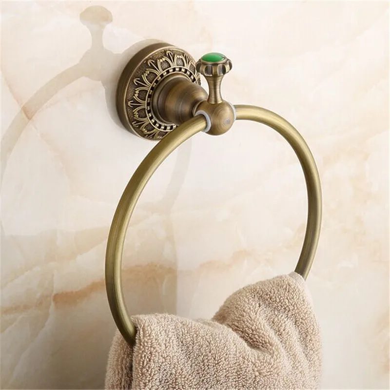 Wall Mounted Bathroom Artistic Towel Ring Antique Brass Towel Hanger