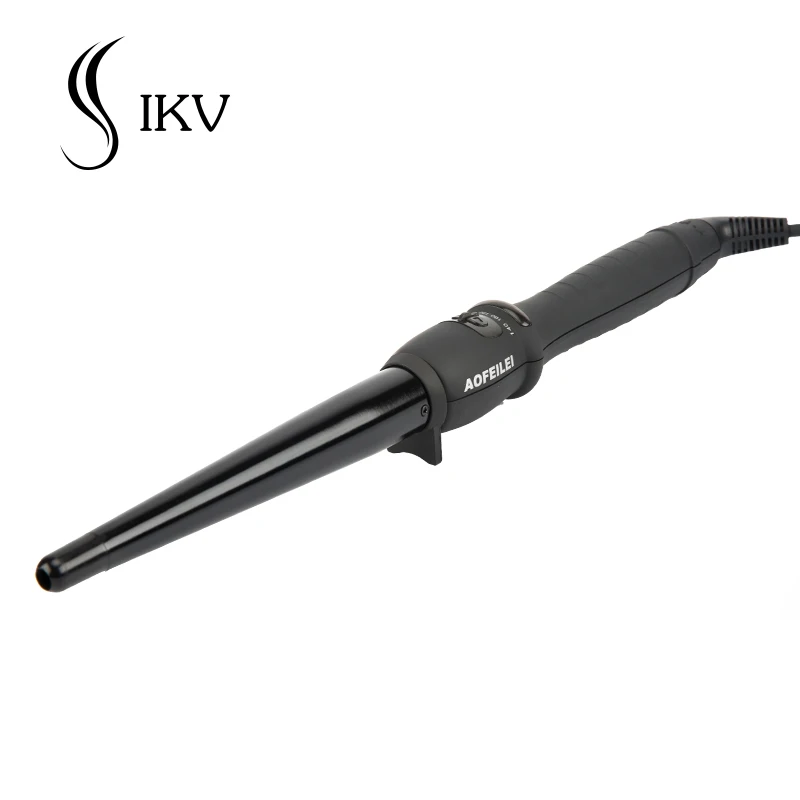 IKV New Arrival Black Ceramic Hair Curling Iron Wave Machine Pro Spiral Curlers Rollers Wand