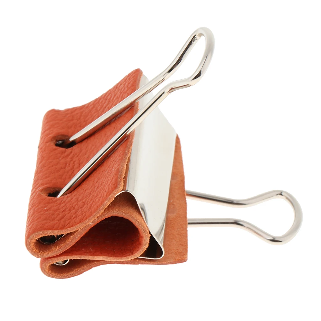 Stainless Steel Office File Ticket Paper Binder Clips with Leather Covered