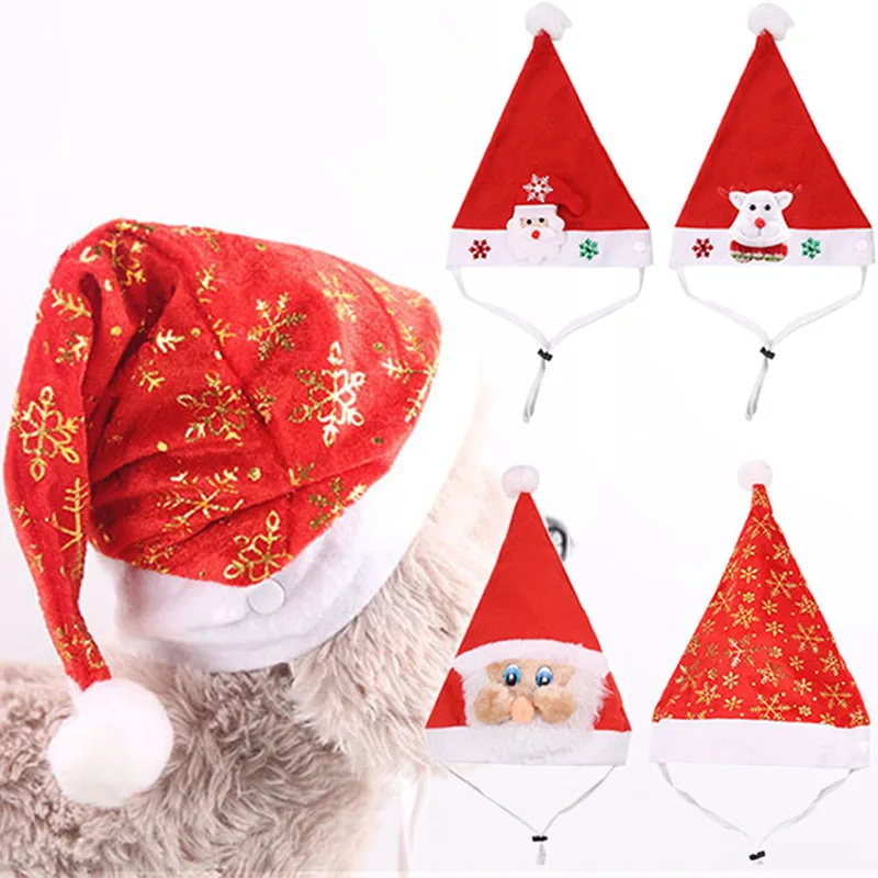 

Xmas Pet Accessories Christmas Costume Adjustable Pet Santa Hats for Small Medium and Large Dogs Kitty Cat Christmas Outfits