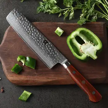 XINZUO 7 inch Nakiri Knife Japanese 67 layer Damascus Samurai Steel Kitchen Knife Rosewood Handle Chef Knives Cleaver Cutlery