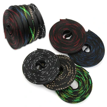 

10mm Insulation Braided Sleeving 5M Tight PET Nylon Expandable Cable Sleeve Wire Gland Cables Protection 5 Colors Assortment Kit