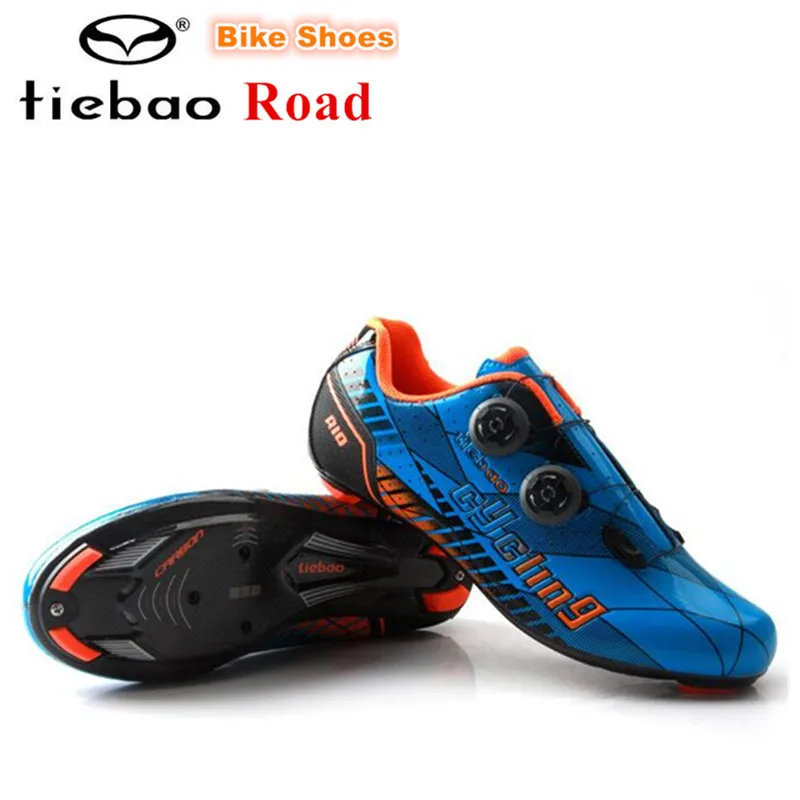 TIEBAO Road Cycling Shoes sapatilha ciclismo men Carbon Fiber Ultralight bike Men PRO Racing Self-locking Athletic Bicycle Shoes