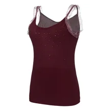 Женские кружевные рубашки для йоги со стразами, сексуальный спортивный топ, стиль, фитнес-кроп, Однотонная рубашка для бега, спортивная одежда для спортзала, Спортивная одежда на бретелях A25