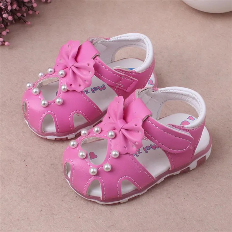

Baby Fashion Sneaker Pearl Bowknot Children Light Luminous Casual Shoes Anti-slip Crib shoes PU Leater Rubber PYMAY10