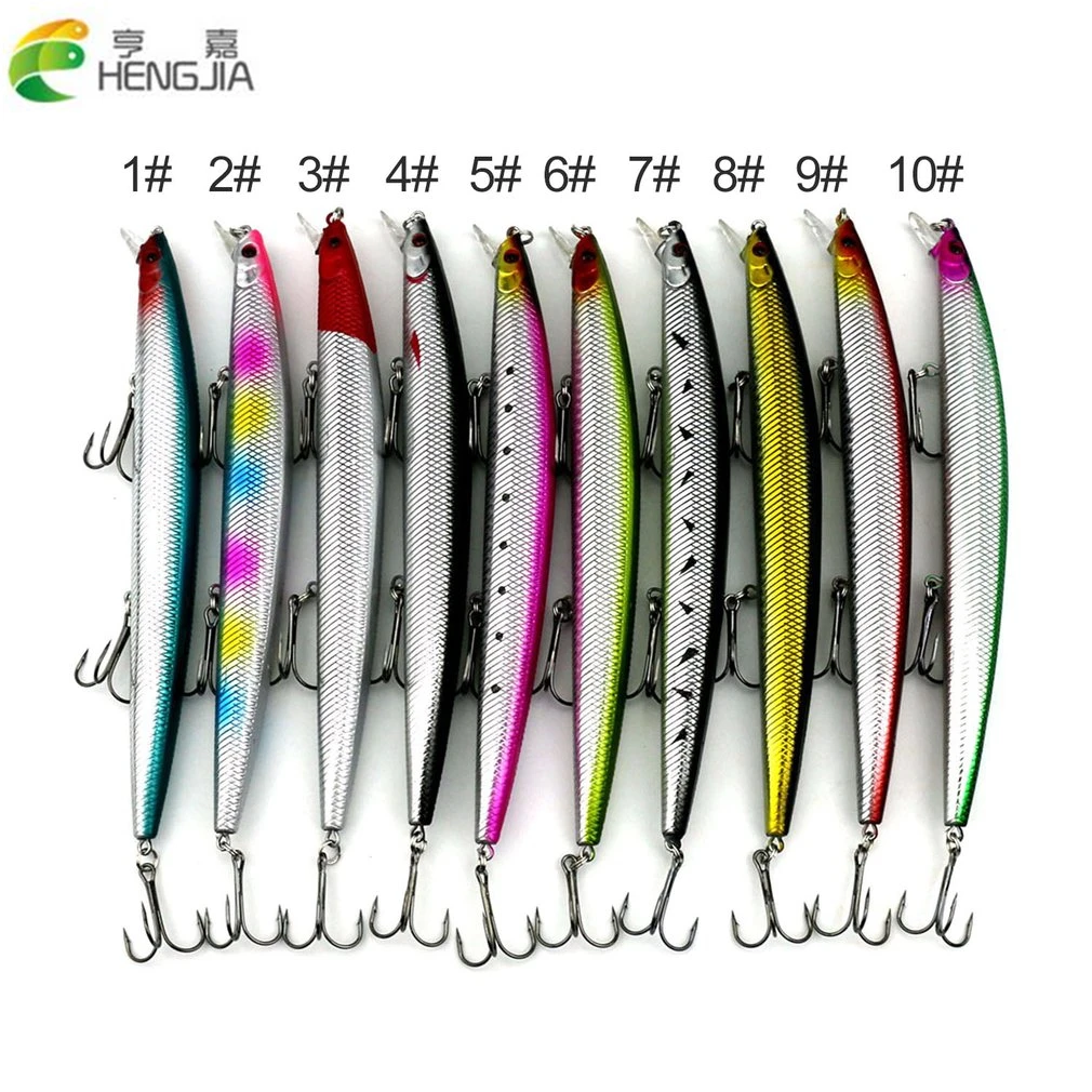 

HENG JIA Long Shot Ocean Bionic Hard Minnow Fishing Baits 18cm Artificial 3D Eyes With Treble Hook False Fishing Plastic Lures