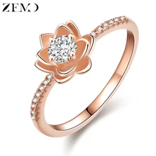 

ZEMO Rose Gold Flower Rings for Women Luxury Crystal Finger Bands Vintage Female Wedding Jewelry Accessories Gifts for Girls