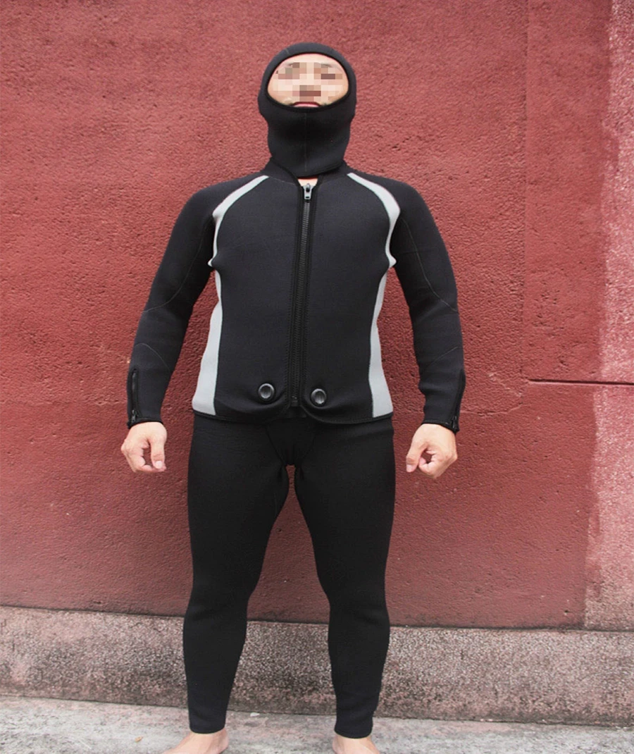 5MM Neoprene Hood Wetsuits For Men 2 Piece Split Cap Hat Wet Suit Scuba