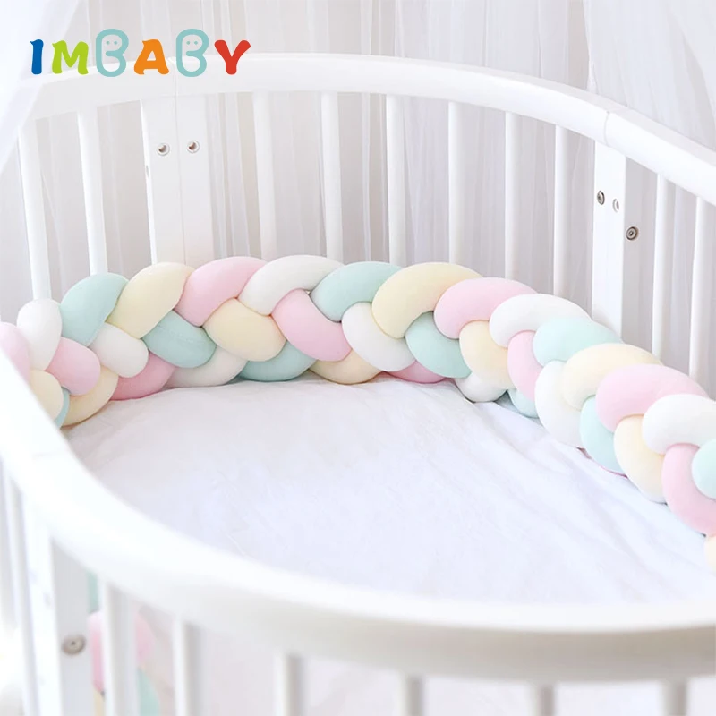 IMBABY 4 косички 2,2 м детские мягкие бортики для кровати ручной работы в кроватку бампер для новорожденных кровать бампер мягкая тесьма декор для детской комнаты