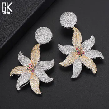 

GODKI 68mm Luxury Starfish Nigerian Tassels Long Dangle Earrings For Women Wedding Zircon Crystal CZ Dubai Bridal Earrings 2018