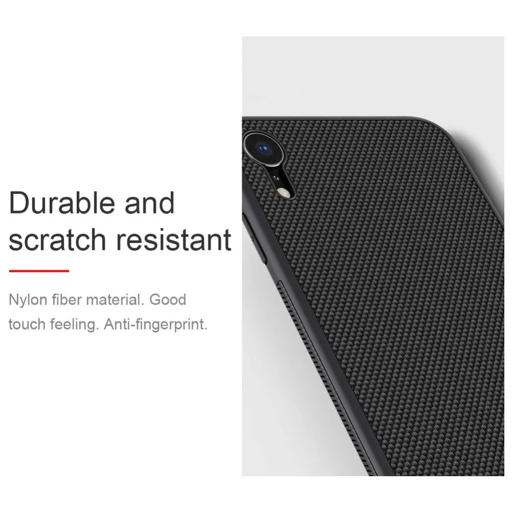 for iPhone XR Case Nillkin 3D Textured Nylon Fiber Back Cover for iPhoneXR Soft Edge Phone Case for iPhone XR Nilkin Hard Coque iphone 8 plus leather case