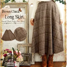 Винтажная девушка-Мори Весна Осень Толстая клетчатая юбка комплект пуловер+ кожаная юбка ретро Женская юбка Женская длинная Повседневная Новая модель юбки Saia