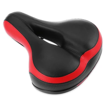 

Mountain Bicycle Saddle Cycling Big Wide Bike Seat red&black Comfort Soft Gel Cushion