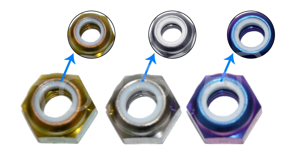 DIN985 10 шт. ti гайкой с Пластик нейлон Нескользящие M5 Титан нейлон Гайка ti цвет шестиугольник Титан винт орехи Ti Застежка