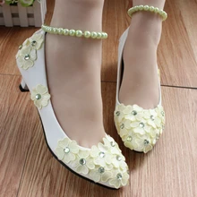 Women’s Shoes Pumps wedding Dress Shoes Soft leather low-heeled Shoes White Bridesmaid soft outsole the Bride Free Shipping