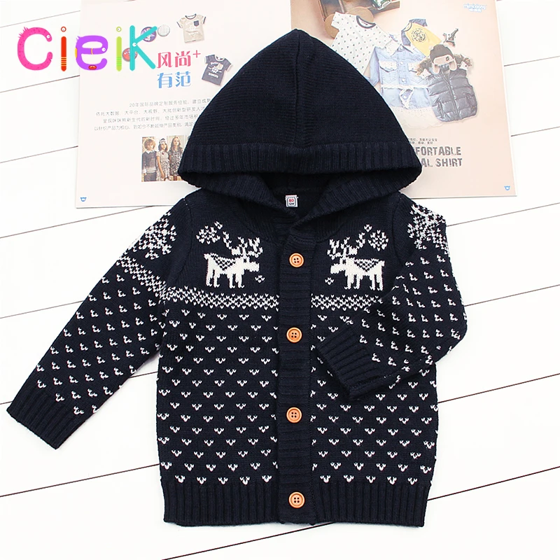 CieiK Baby Girl Outwear Knitted Children Hooded Sweater Christmas Winter Boy Clothes Newborn Jacket Casaco Infantil Kids Coat (5)