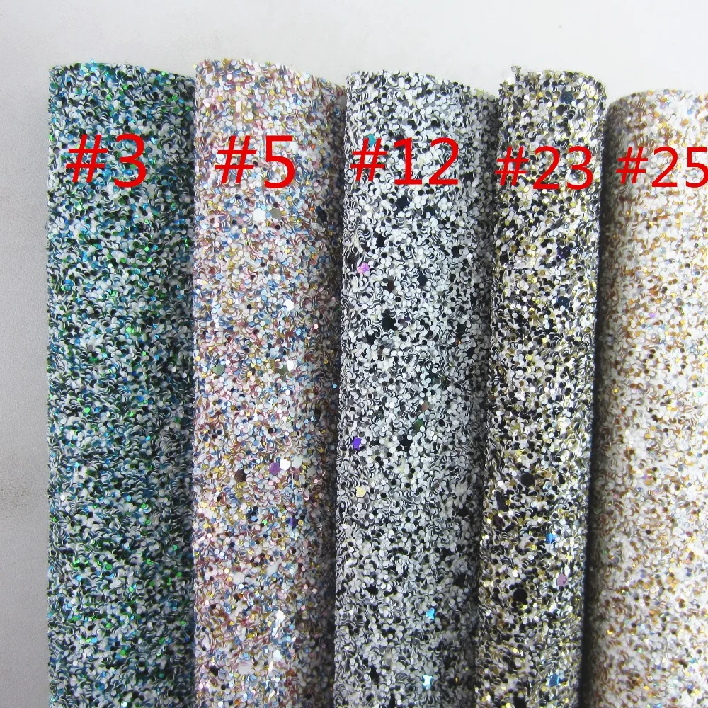 

30cmX134cm Multicolour Chunky Glitter faux PU leather fabric roll for hair bows earring materials home decoration CN066 T037
