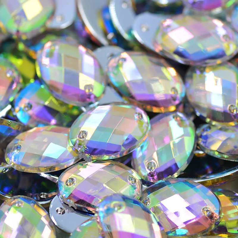 AB Crystals Flatback Rhinestones SEW On Acrylic Stones OVAL 18 MM*25 MM CLEAR