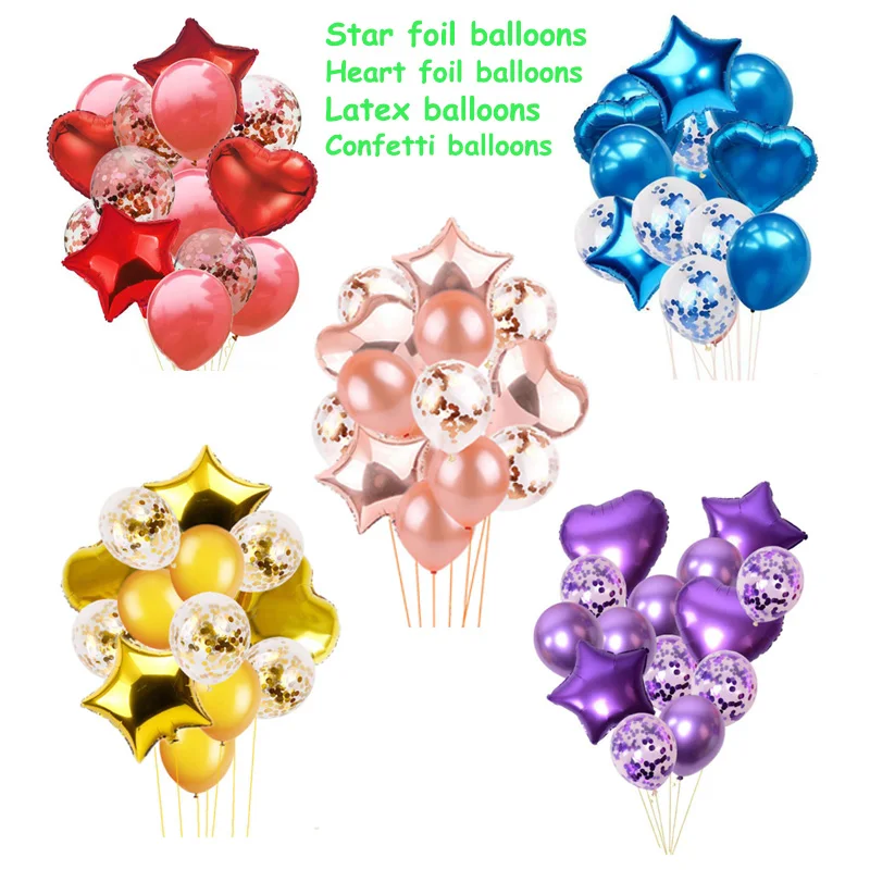 

YATUYT 14pcs 12inch 18inch Helium Foil Balloons Happy Birthday Party Confetti Air Balloon Decorations Wedding Festival Balloon