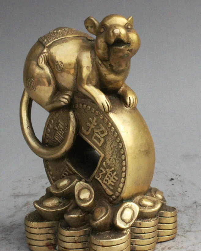 Медный Зодиак из латуни FengShui Мышка для монета богатства YuanBao SUIRONG 612 + 6|mouse gifs|mouse