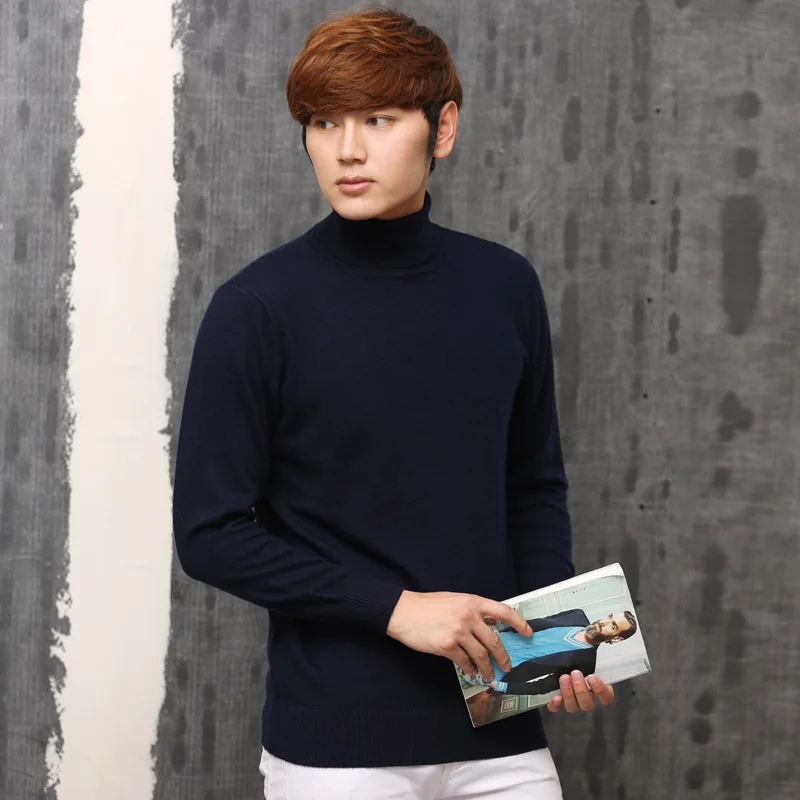 2019 New Autumn And Winter Thickening 100% Cashmere Sweater Men's High Collar Pullover Long Sleeve Solid Color Wool
